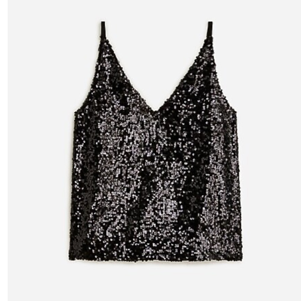 J. Crew Collection Carrie V neck camisole in black sequin